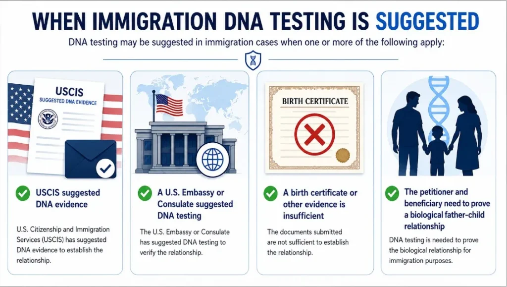 when is immigration dna testing suggested